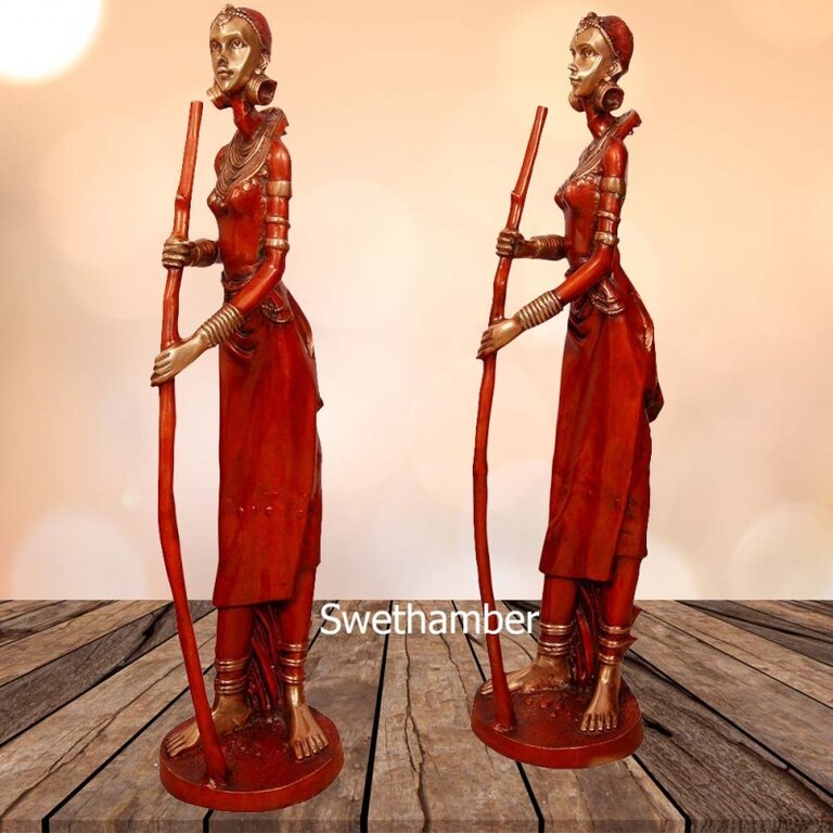 Red Old Lady Statue Best For Show Piece Made Of Pure Brass MH832